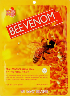 Тканевая маска для лица с пчелиным ядом Mayisland Real Essence Bee Venom Mask Pack 25мл